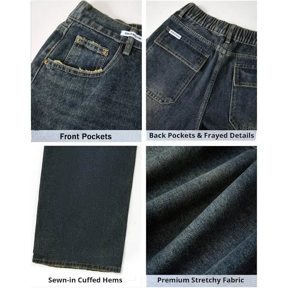 Women Wide Leg Baggy Jeans High Waist Y2K Casual Vintage Streetwear